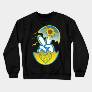 Peace Love Freedom Easter Egg Sunflower Peace Hand Sign Crewneck Sweatshirt